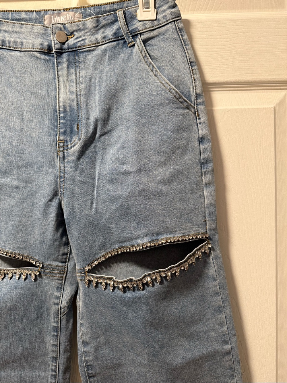 Blue B Rhinestone Cut Out Jeans - Picture 2 of 4